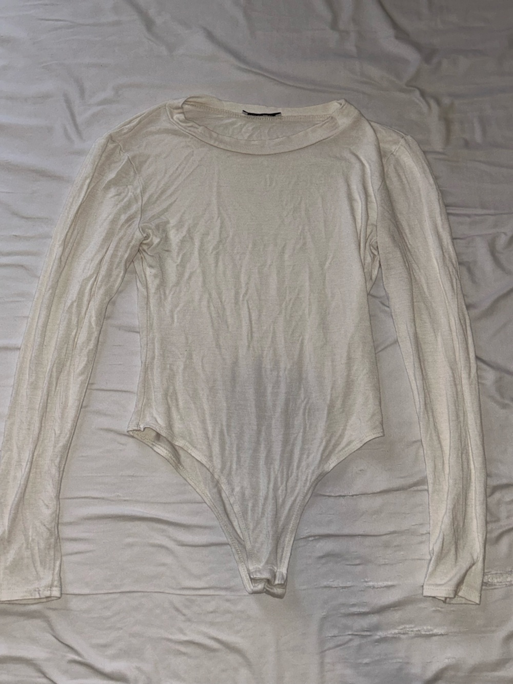 Long sleeve basic layering white super soft bodysuit